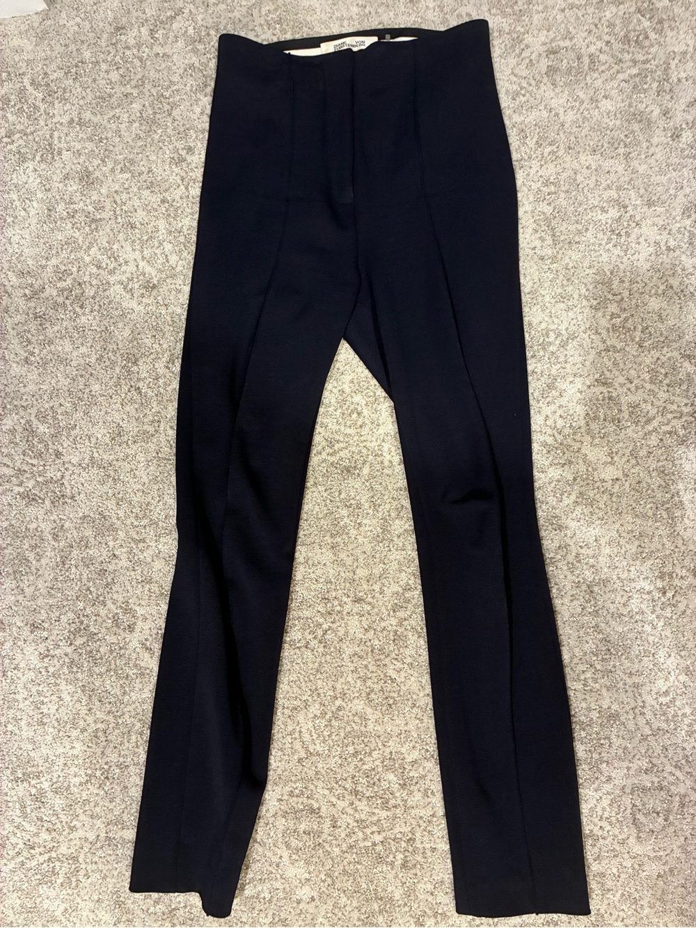 DVF Navy High-Waist Tailored Trousers